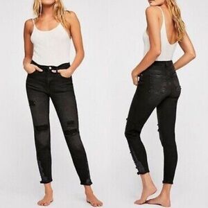 Free People Jeans 26R Skinny Black Distressed